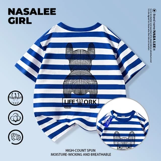 【ส่งในวันเดียวกัน】เสื้อยืดเด็ก NASA สีขาว ผ้าฝ้ายระบายอากาศดี ลายบูลด็อกเท่ๆ 3-16 ปี ชาย-หญิง ทรงสวมใส่สบาย