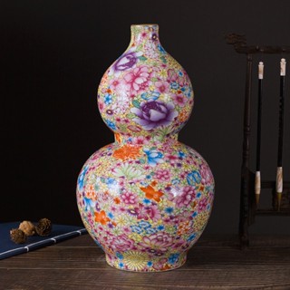 แจกันเซรามิก ลายดอกไม้สีสัน สูง 36 ซม. ตกแต่งบ้าน-ห้องรับแขก…