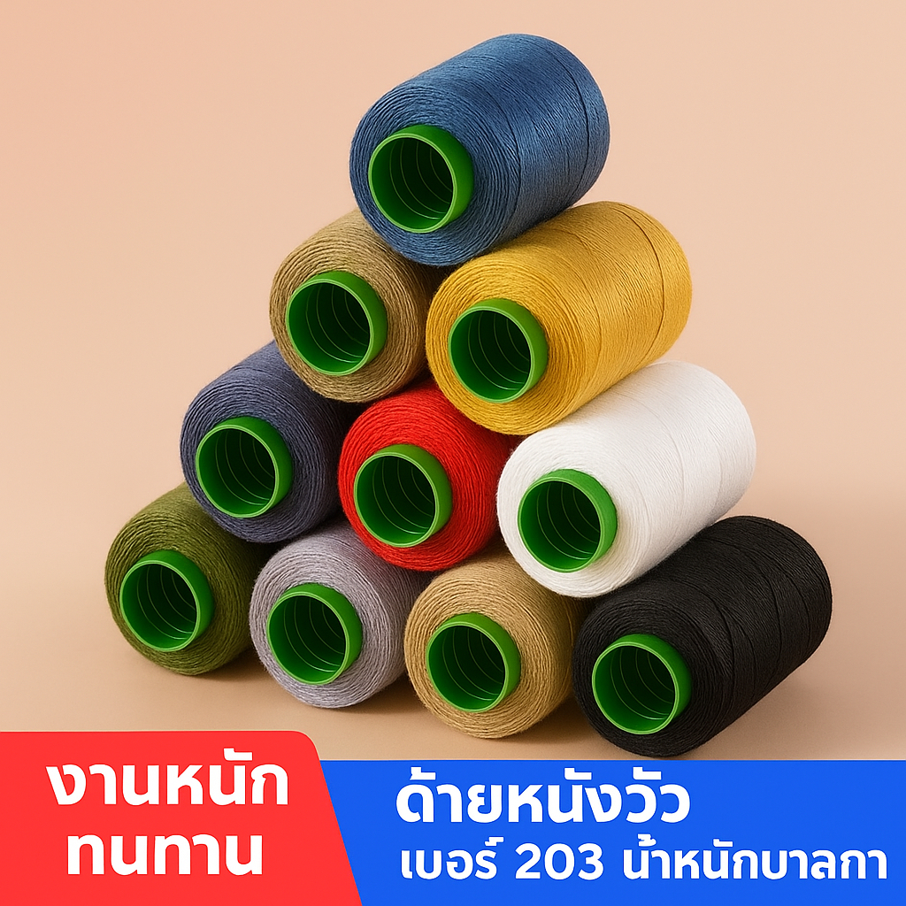 10 ชุด ด้ายเย็บผ้ายีนส์หนา 203 โพลีเอสเตอร์ แข็งแรงทนทาน เหมาะสำหรับบ้าน เย็บมือ จักรเย็บผ้า เย็บผ้านวม ซ่อมเสื้อผ้า กางเกง ยีนส์ รองเท้า กระเป๋า ม้วนเล็ก หลายสี