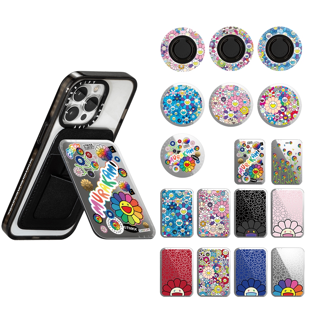 วงเล็บแม่เหล็ก Takashi Murakami ใหม่ Co-Branded Street Wear Magnetic Card Holder Bracket Turn Magnetic Bracket Niche Creative Lazy Handy Tool แบบพกพาดอกทานตะวันแฟชั่นวงเล็บโทรศัพท์มือถือStarสไตล์เดียวกัน