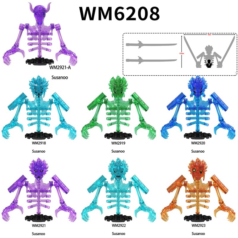 WM6218+WM2921-A อะนิเมะการ์ตูน Building Blocks Sasukes Susanoo Building Block เครื่องประดับขนาดใหญ่ข