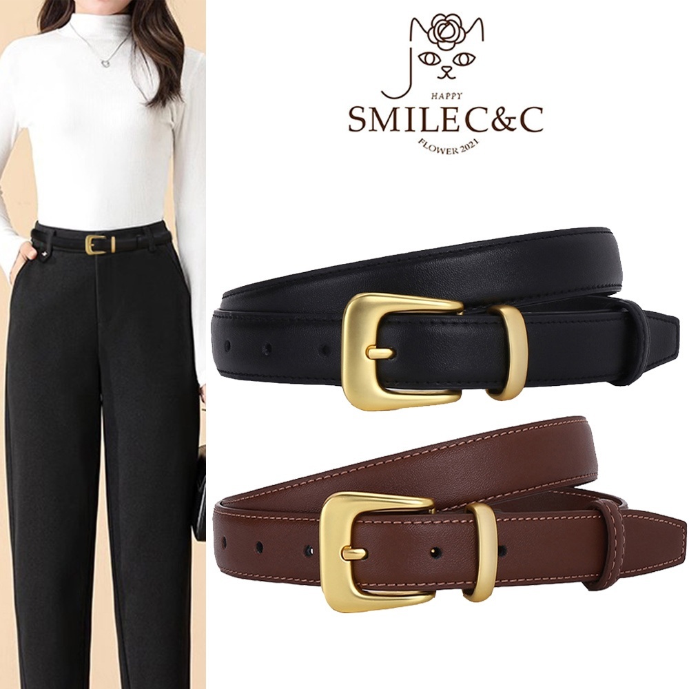 SmileFairyCC【COD & พร้อมส่ง】เข็มขัดหนังนิ่ม คุณภาพสูง สไตล์เกาหลี สําหรับผู้หญิง