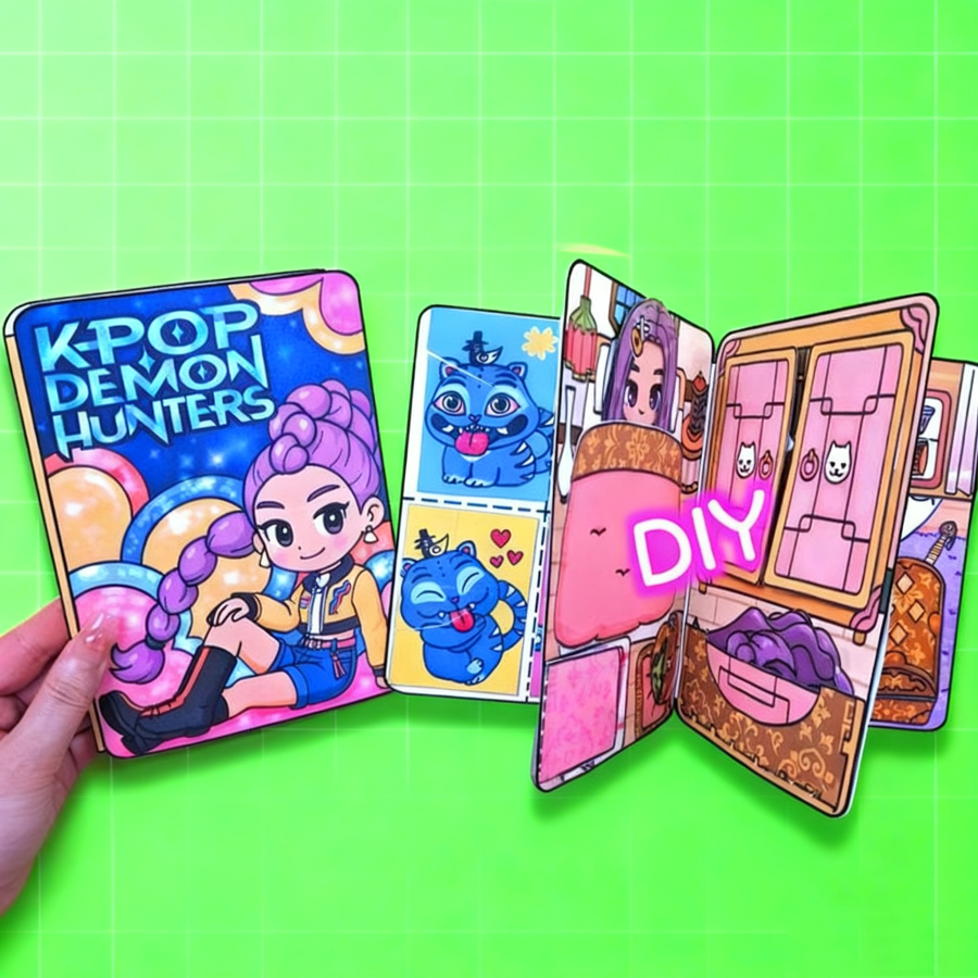 หนังสือเกม Kpop Demon Hunters Rumi Quiet Book Kit ไม่ใช่ผลิตภัณฑ์สําเร็จรูปและต้องการการตัดและประกอบด้วยมือ