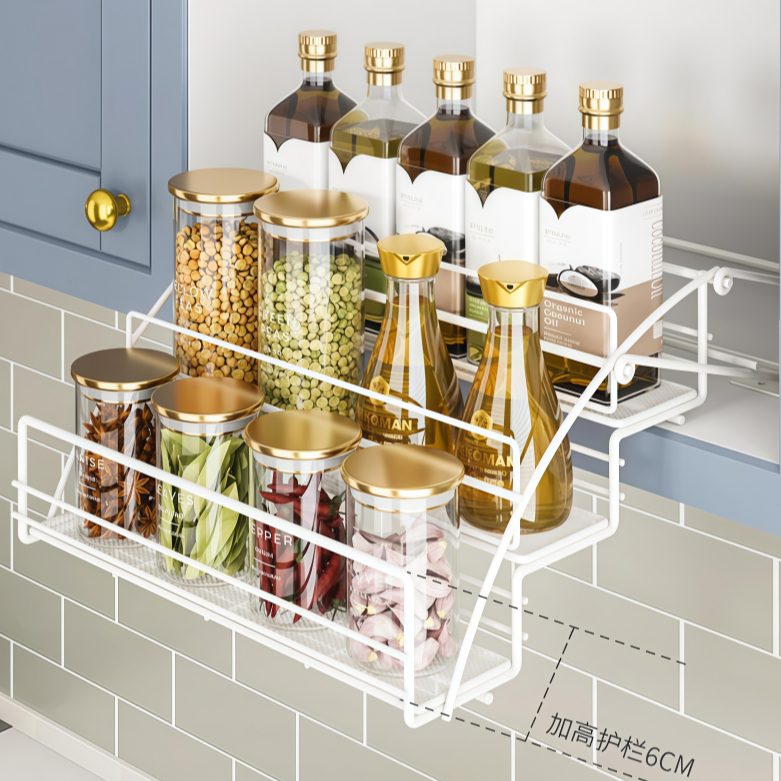 ตะกร้าแขวน แบบดึงลงได้ สําหรับห้องครัว ตู้กับข้าว