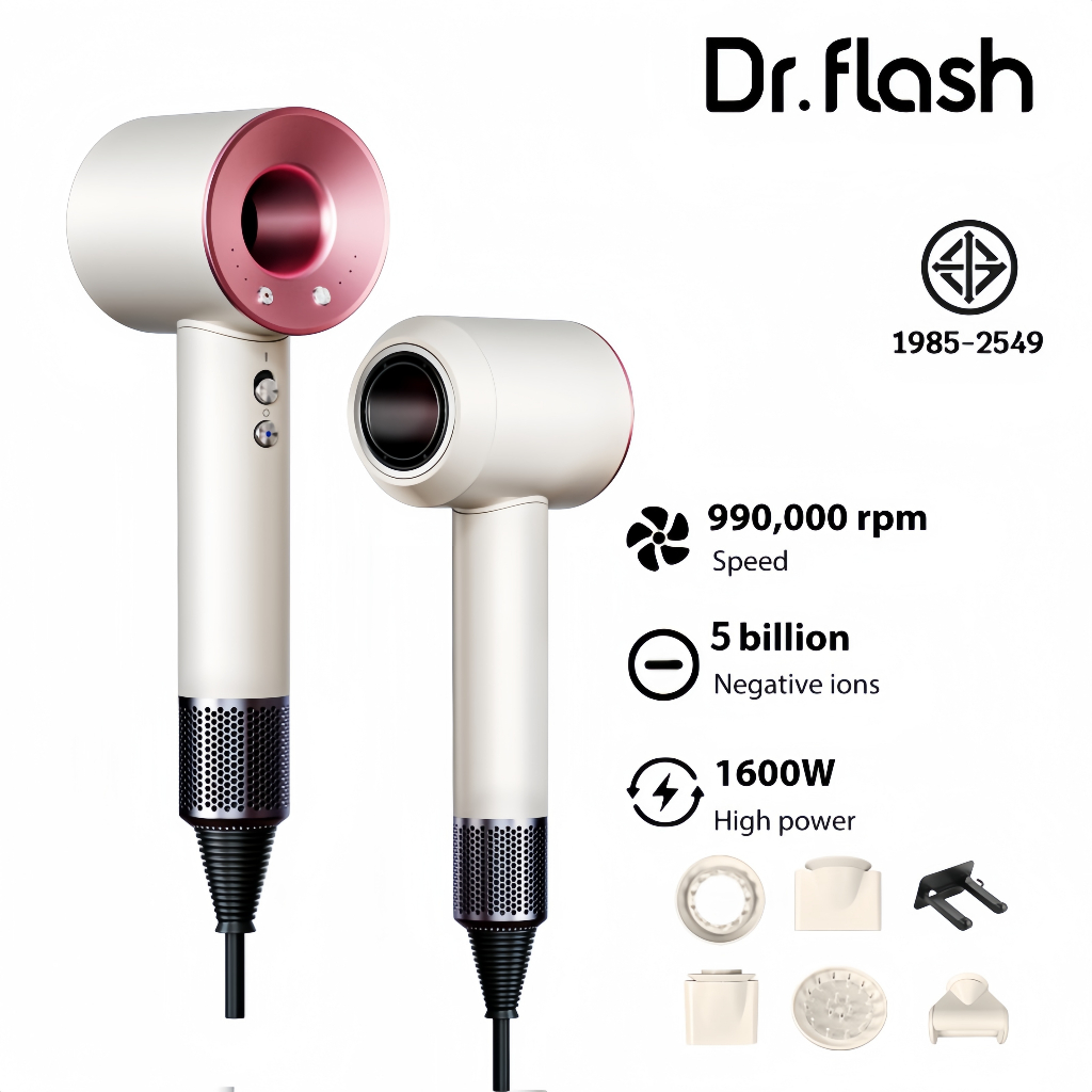 【Dr.flash】 High-Speed Hair Dryer ไดร์เป่าผม 990000 รอบ/นาที เป่าผมแห้งเร็ว ไอออนลบ ดูแลเส้นผม ไดเป่า