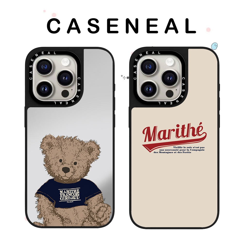 CASENEAL ภาษาอังกฤษหมีน้อยคุณภาพสูงกระจกเคสโทรศัพท์เหมาะสําหรับiPhone 17ProMax 17pro 17 air 16promax 16 15promax 15 14promax 13 13Promaxแฟชั่นAnti Drop Hard Case