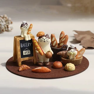 ชุด 6 ชิ้นตุ๊กตาเรซิ่นตกแต่งโต๊ะทำงาน ของตั้งโชว์แต่งห้องนอน art toy ตกแต่งบ้าน ของขวัญน่ารัก ครัวซองต์ บาเก็ต งานเรซิ่น ของสะสม