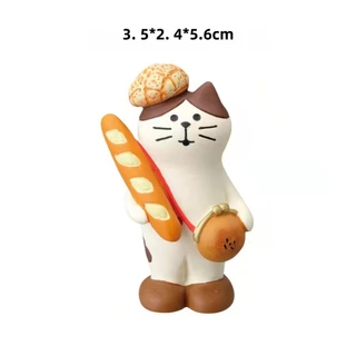 ชุด 6 ชิ้นตุ๊กตาเรซิ่นตกแต่งโต๊ะทำงาน ของตั้งโชว์แต่งห้องนอน art toy ตกแต่งบ้าน ของขวัญน่ารัก ครัวซองต์ บาเก็ต งานเรซิ่น ของสะสม