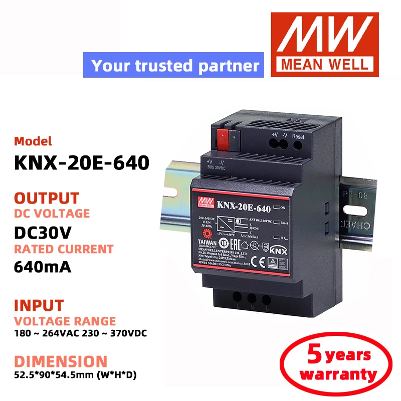 MEAN WELL KNX-20E-640 แหล่งจ่ายไฟสลับ MEANWELL 640mA KNX แหล่งจ่ายไฟ