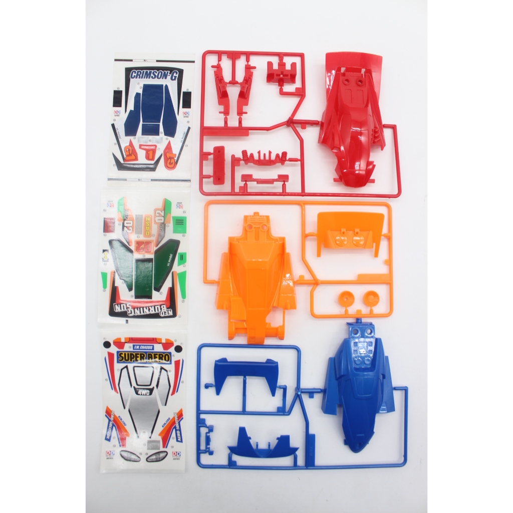 3pcs DD VC Ruize Mini 4WD Racer Body Shell Caover และสติกเกอร์ FM แชสซีสําหรับ 1/32 Crimson-G AERO S