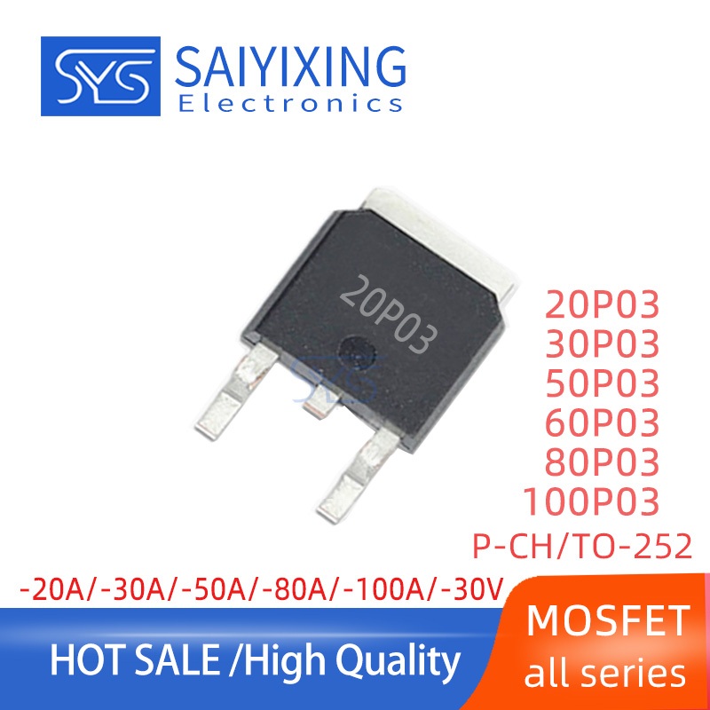 20PCS P-CH MOSFET TO-252 20P03 30P03 50P03 60P03 80P03 100P03 ทรานซิสเตอร์ SMD Field Effect Tube