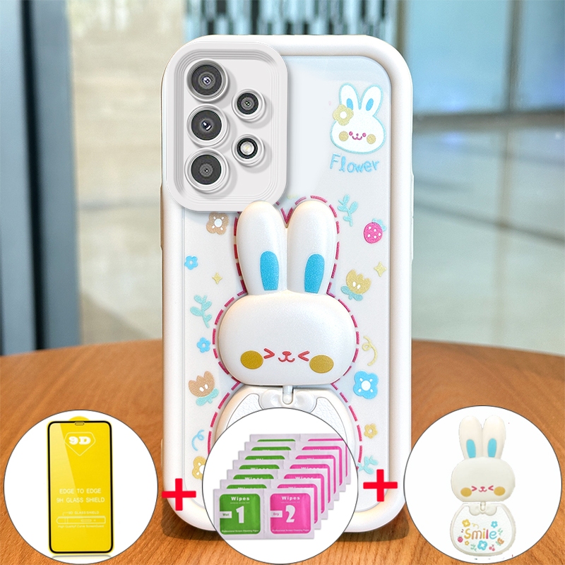 SAMSUNG เคสสําหรับSAMSUNG A13 A52 A52S A72 A53 A73 A33 A32 a23 5g A13 A32 4Gเคสโทรศัพท์Softcaseซิลิโคนกันกระแทกออกแบบใหม่ความงามกระต่ายพร้อมที่วางและฟิล์มนุ่มJTCET01 - รูปที่ 2