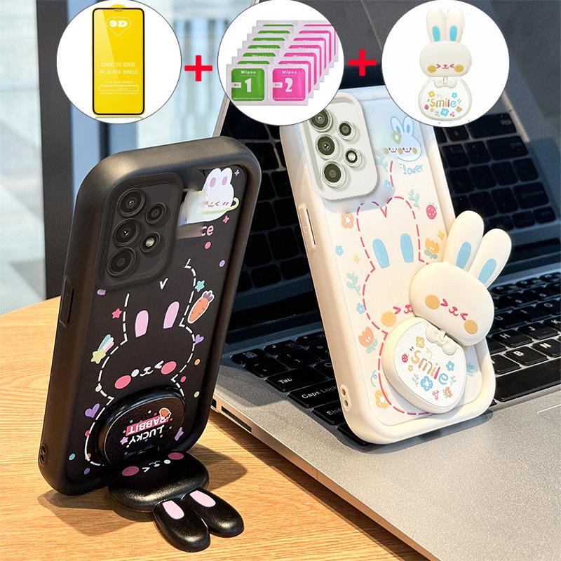 SAMSUNG เคสสําหรับSAMSUNG A13 A52 A52S A72 A53 A73 A33 A32 a23 5g A13 A32 4Gเคสโทรศัพท์Softcaseซิลิโคนกันกระแทกออกแบบใหม่ความงามกระต่ายพร้อมที่วางและฟิล์มนุ่มJTCET01