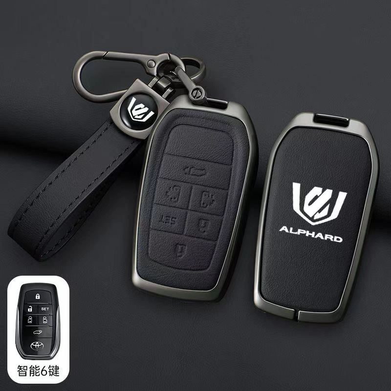 สินค้าพร้อมToyota Alphard Vellfire SIENNA Granvia Majesty Key Cover 5,6 ปุ่ม Keyless Remote กุญแจรถโลหะหนัง Key Cover Casing KeyChain
