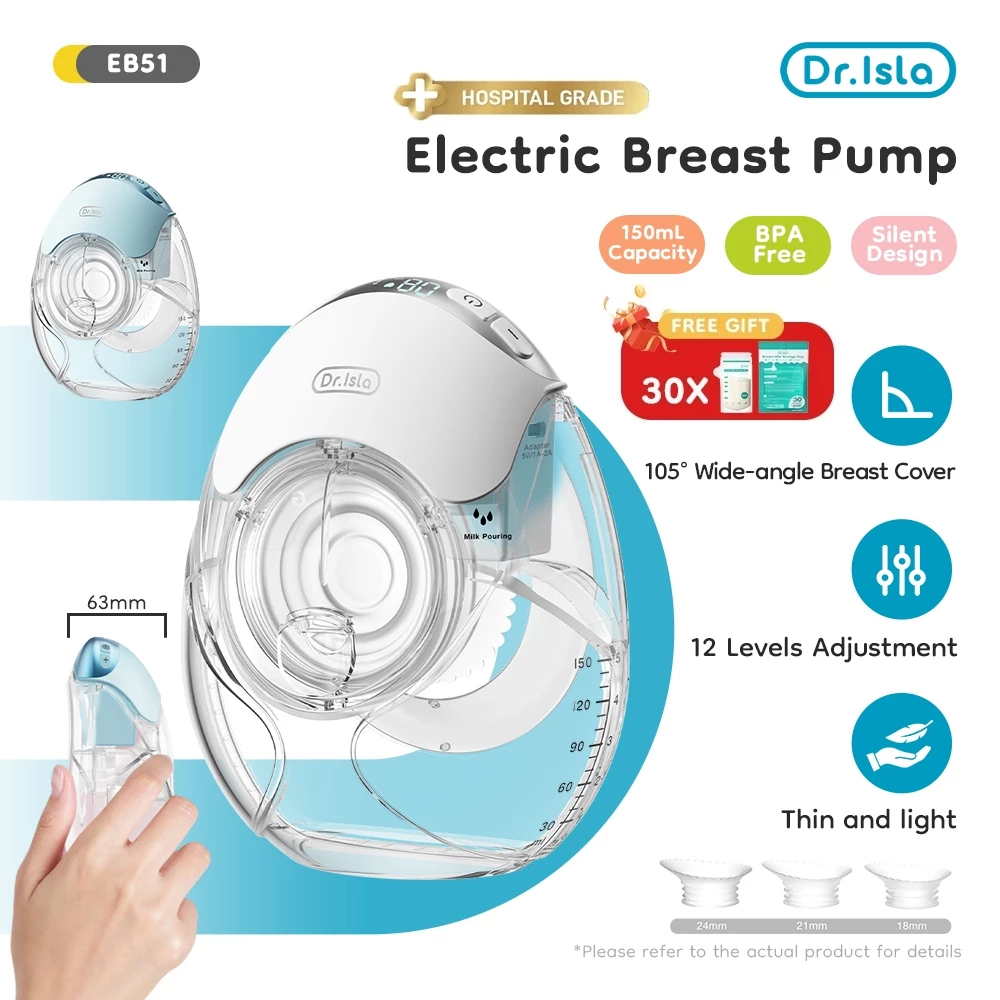 Dr.isla เครื่องปั๊มนมไฟฟ้า 27MM เครื่องปั๊มนม(3โหมดx12เกียร์) USB แบบสวม แบบพกพา แฮนด์ฟรี เครื่องปั้