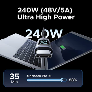 UGREEN สายชาร์จข้อมูล 240W USB 2.0 USB-C ถึง USB-C สายจอแสดงผลดิจิตอลอลูมิเนียมถักเข้ากันได้กับ iPhone 17/16/15 series