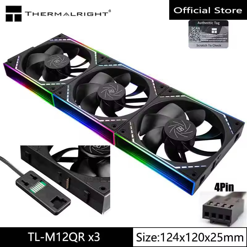 [จัดส่งในวันเดียวกัน] Thermalright 120 มม. พัดลม CPU TL-M12QX3 ARGB แฟนโมดูลาร์ไร้สายต่อได้ สำหรับเกมส์ 1500RPM