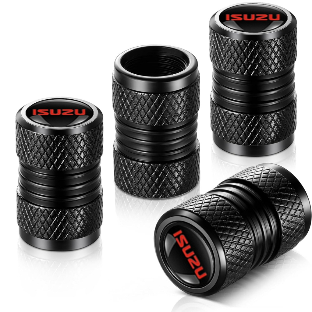 หมวกจัดแต่งทรงผมรถสําหรับจุกนมอลูมิเนียมอัลลอยด์/วาล์วยางทองแดงก้านล้อ Airtight สําหรับ Isuzu D-MAX D PANTHER ASCENDER (สีดํา)