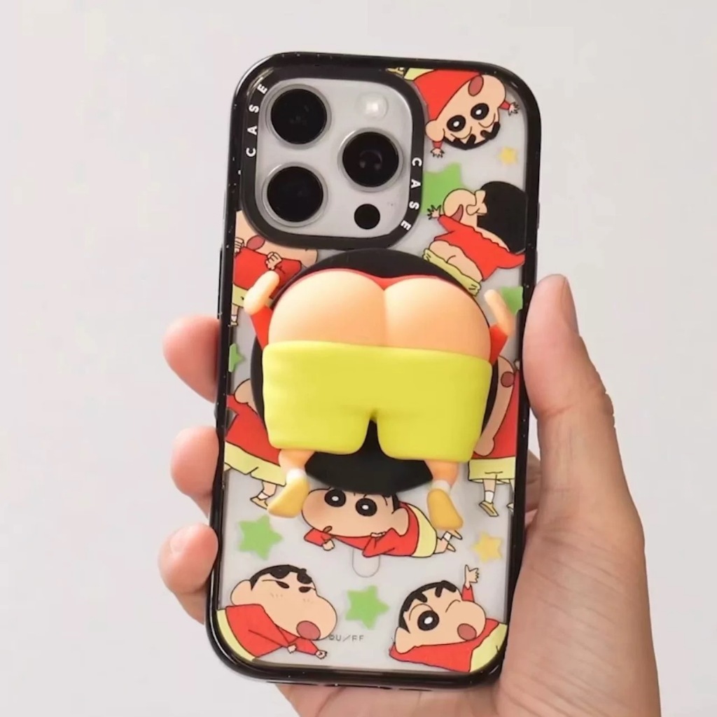 Crayon Shin-Chan สามมิติ PP วงเล็บแม่เหล็กพับแบบพกพาการ์ตูนน่ารักสไตล์ใหม่ซิลิโคนวงเล็บแม่เหล็กที่ไม่ซ้ํากัน Creative Lazy Artifact ของขวัญ G