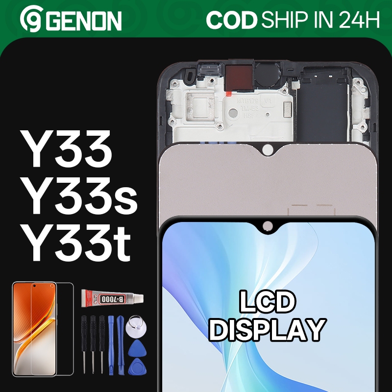 Genon IPS LCD สําหรับ Vivo Y33s / Y33t / Y33s จอแสดงผล LCD หน้าจอสัมผัสพร้อมกรอบอะไหล่ทดแทน