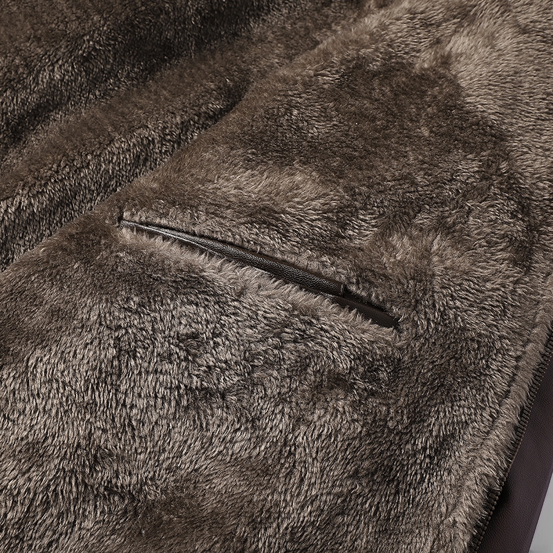 2025 สินค้าใหม่ฤดูหนาวขนแกะซับหนาแจ็คเก็ตหนังผู้ชายสบายๆอบอุ่นปกแฟชั่นแจ็คเก็ตทุกการแข่งขัน - รูปที่ 7