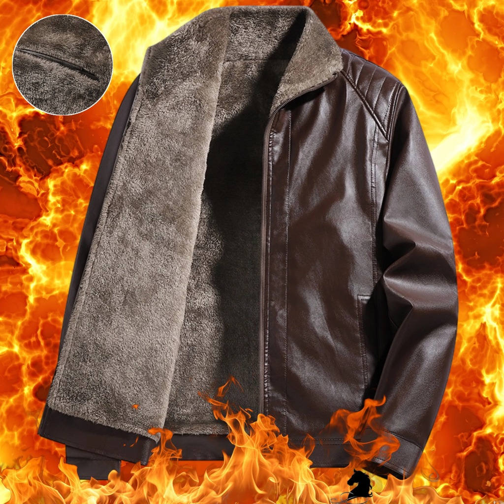2025 สินค้าใหม่ฤดูหนาวขนแกะซับหนาแจ็คเก็ตหนังผู้ชายสบายๆอบอุ่นปกแฟชั่นแจ็คเก็ตทุกการแข่งขัน