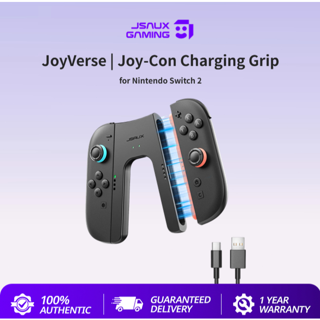 JSAUX Joy-Con ชาร์จ Grip สําหรับ Nintendo Switch 2 จอยสติ๊ก Controller Handle Bracket แบบพกพาแท่นชาร์จสําหรับ NS2 อุปกรณ์เสริม Handle Gaming Controller Grip สถานีชาร์จ-GP0502