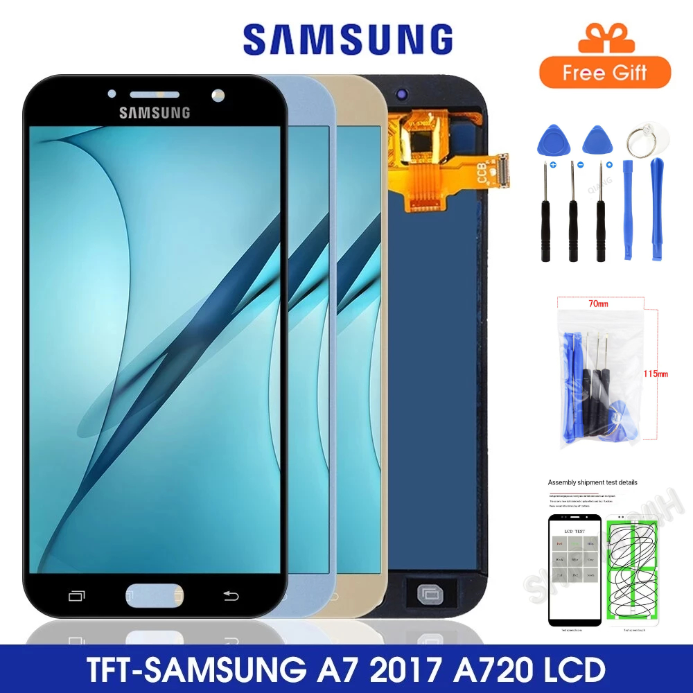 สําหรับ Samsung Galaxy A7 2017 จอแสดงผล LCD Touch Screen Digitizer Assembly A720 A720F SM-A720F Lcd