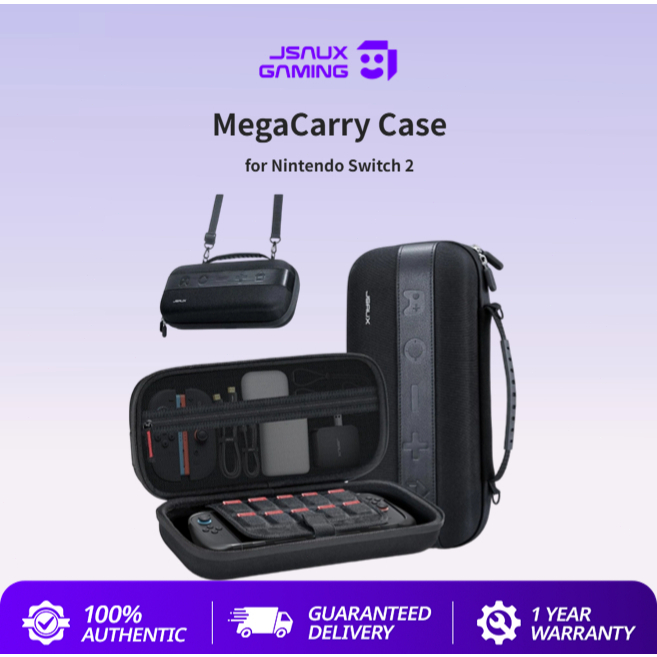 JSAUXกระเป๋าถือสําหรับNintendo Switch 2 Bag,กระเป๋าเดินทางเปลือกแข็งความจุขนาดใหญ่พร้อมช่องเสียบการ์ดเกม 20 ช่อง,กระเป๋าเก็บของแบบพกพาและทนทานเกราะป้องกันBG0122