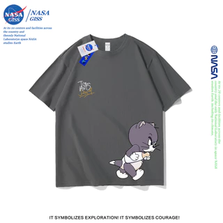 NASA เสื้อยืดชายหญิงแขนสั้น สตรีทฮิปฮอป summer ทอม พิมพ์ลาย คอตตอน คอกลม หลวมและระบายอากาศ