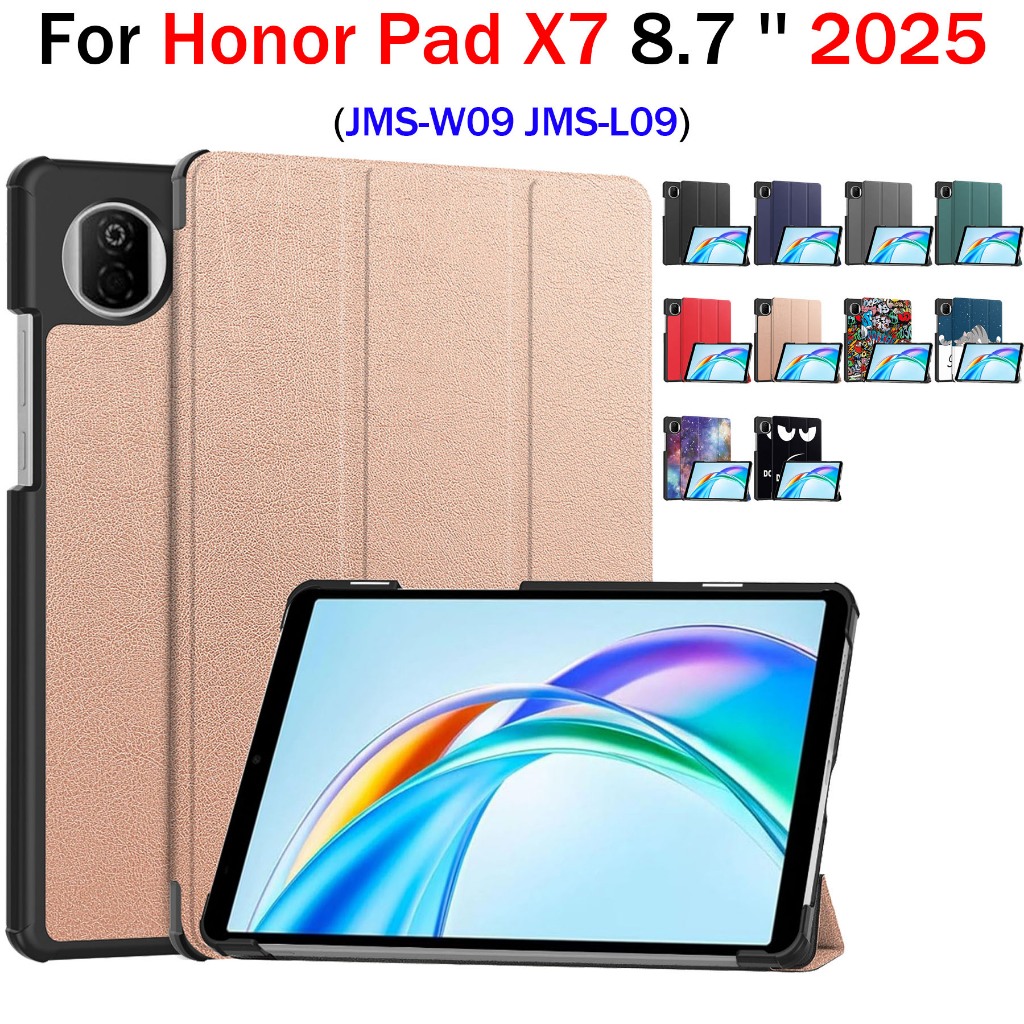 สําหรับ Honor Pad X7 8.7 นิ้ว 2025 JMS-W09/JMS-L09 Honor PADX7 Tri-Fold Stand Flip Cover PU หนัง