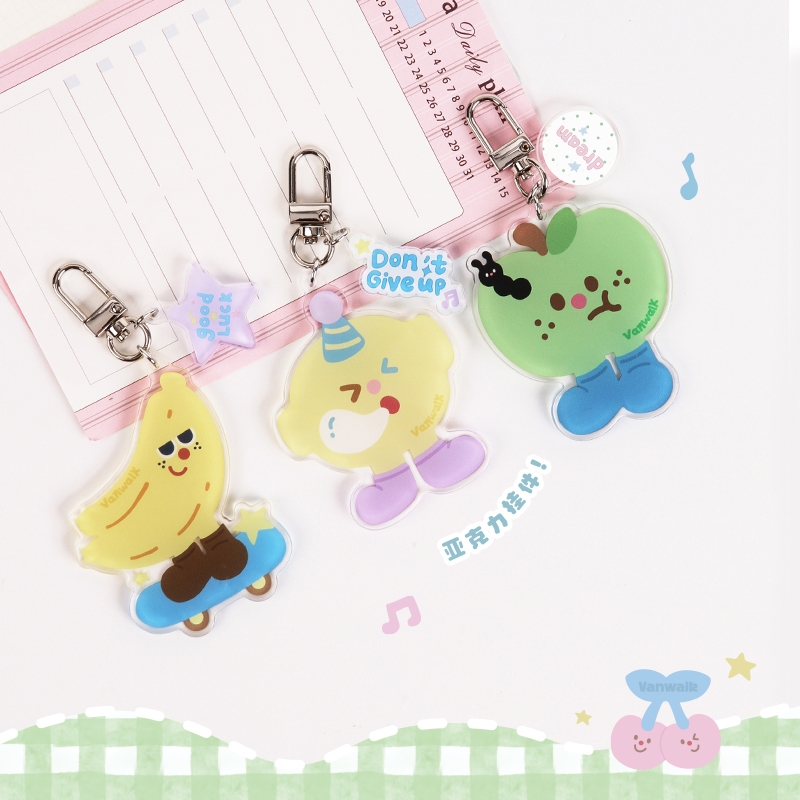 Vanwalk，(LP，ส่งจากไทย），สร้อย열쇠พร้อมห้อยแบบอะคริลิคสำหรับผู้หญิง ซีเรียสผลไม้พาวเวอร์ของ，k628