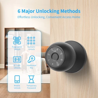 สมาร์ทลูกบิดลายนิ้วมือประตูล็อคสมาร์ทล็อค Biometric ประตูล็อคลายนิ้วมือประตูล็อค TUYA App สําหรับบ้านห้องนอน