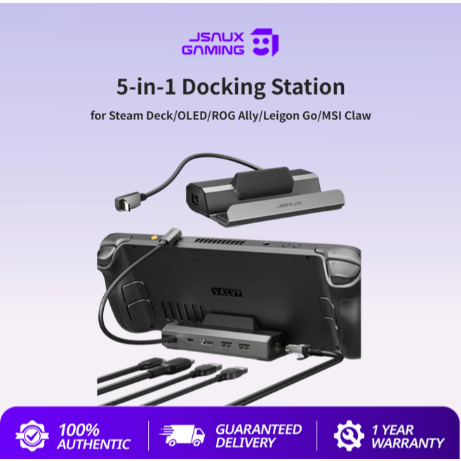 JSAUX 5-in-1 Docking Station Dock สำหรับ Steam Deck/ROG Ally/Legion Go/MSI Claw HB0602