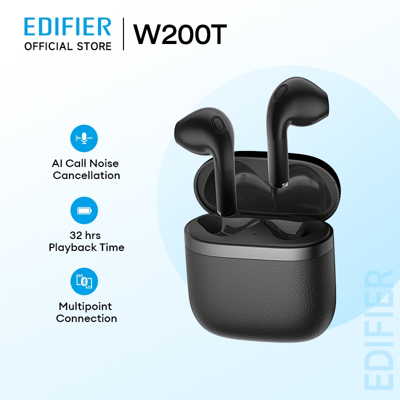 EDIFIER W200T หูฟังไร้สาย True AI ตัดเสียงรบกวน 32 ชั่วโมงบลูทูธ 5.4 การเชื่อมต่อหลายจุด IP54 หูฟังบ