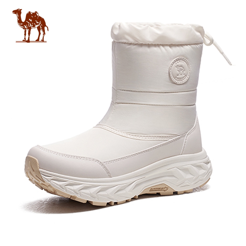 CAMEL CROWN รองเท้าบูทหิมะกลางแจ้งสําหรับฤดูหนาวของผู้หญิงบวกกํามะหยี่อบอุ่นกันน้ํากันลื่น