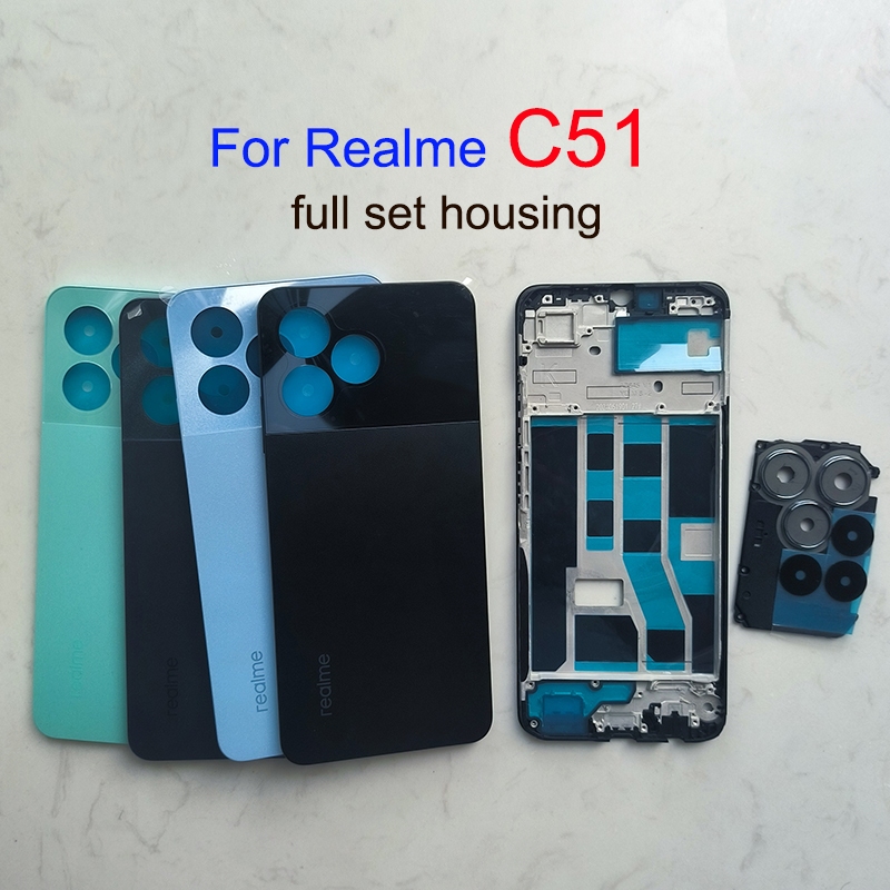 สําหรับRealme C51 ฝาหลังกรอบLCDและกระจกเลนส์กล้อง