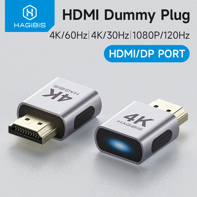 Hagibis 4K HDMI Dummy Plug DisplayPort EDID Emulator Plug Headless Adapter Virtual Display Emulator 4K @ 60Hz 2K @ 60Hz 1080P @ 120Hz