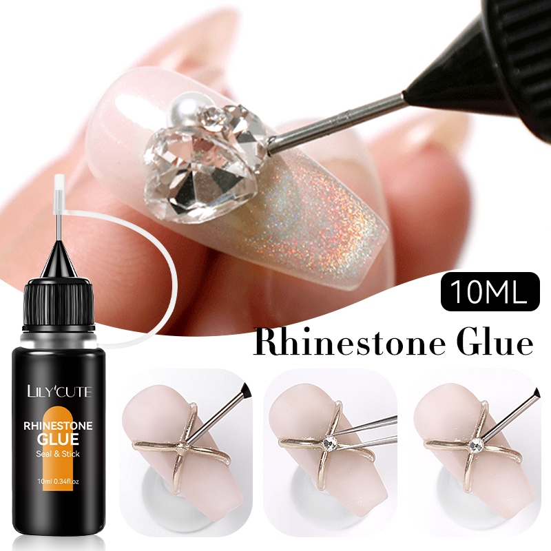 Lillycute เล็บ Rhinestone กาวเจลเล็บกาว Super Strong กาวที่แม่นยําสําหรับเล็บ Charms Rhinestones ลูกปัดดอกไม้