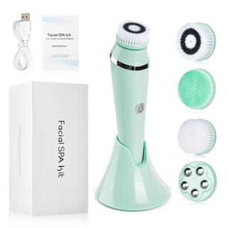 4 in 1 แปรงทําความสะอาดผิวหน้าไฟฟ้ากันน้ํา IPX7 เครื่องนวดหน…