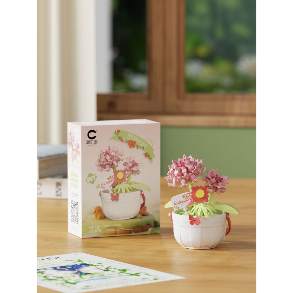 ดอกไม้ตะกร้าเรื่องราวชุดกุหลาบเดซี่ไมโครอนุภาคประกอบอาคารบล็อกเครื่องปั้นดินเผาเครื่องประดับของขวัญ - รูปที่ 3