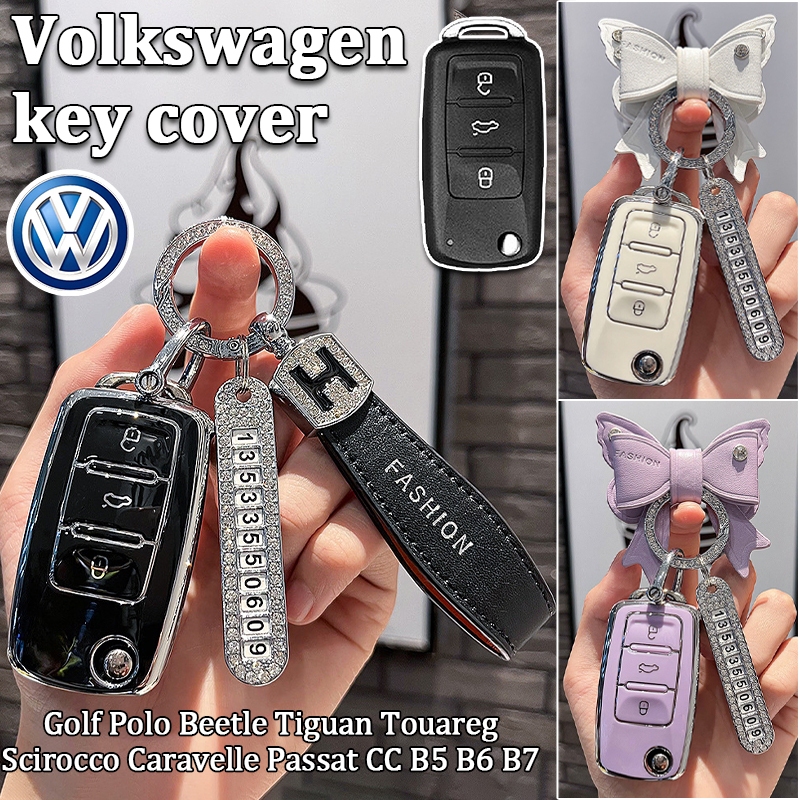 ฝาครอบกุญแจ Volkswagen สําหรับกอล์ฟ Polo Beetle Tiguan Touareg Scirocco Caravelle Passat CC Passat B