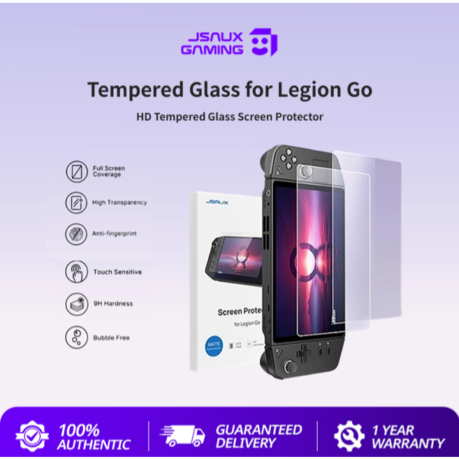 JSAUX HD กระจกนิรภัยป้องกันหน้าจอสําหรับ Legion Go 2-Pack ป้องกันหน้าจอสําหรับ Legion Go Ultra HD Glass Protector 9H ความแข็ง Edge-to-Edge ป้องกันรอยขีดข่วน-GP0118