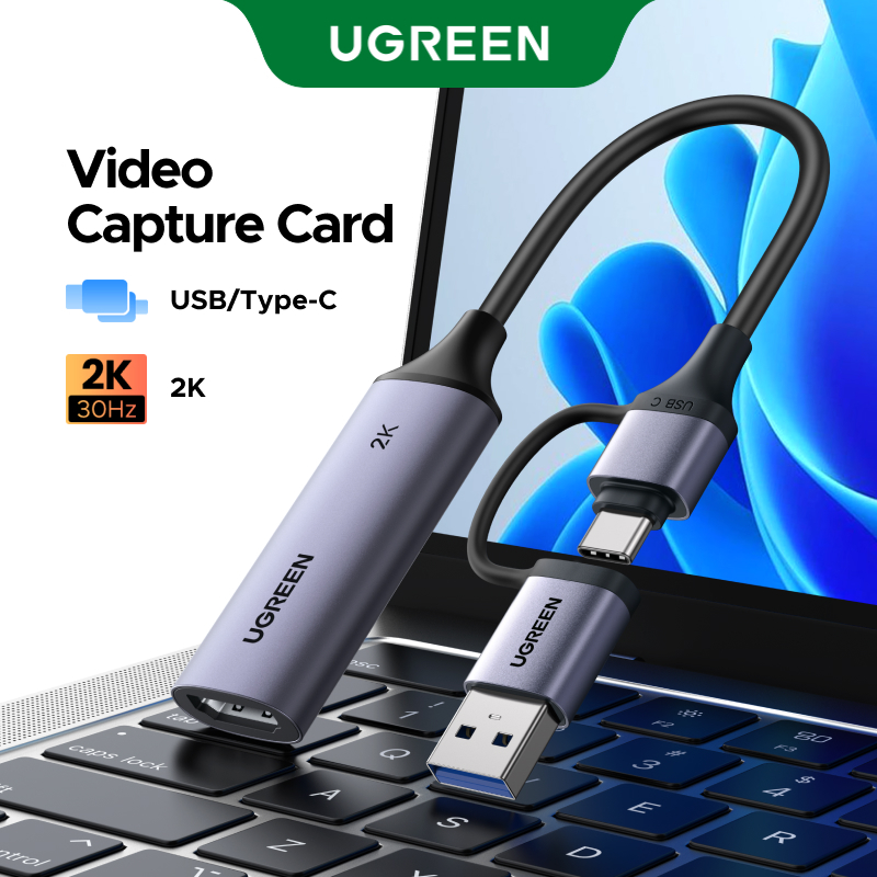 UGREEN 2-in-1 4K@30Hz HDMI to USB C USB A Dual Ports Capture Card สําหรับ OBS Studio XSplit Potplaye