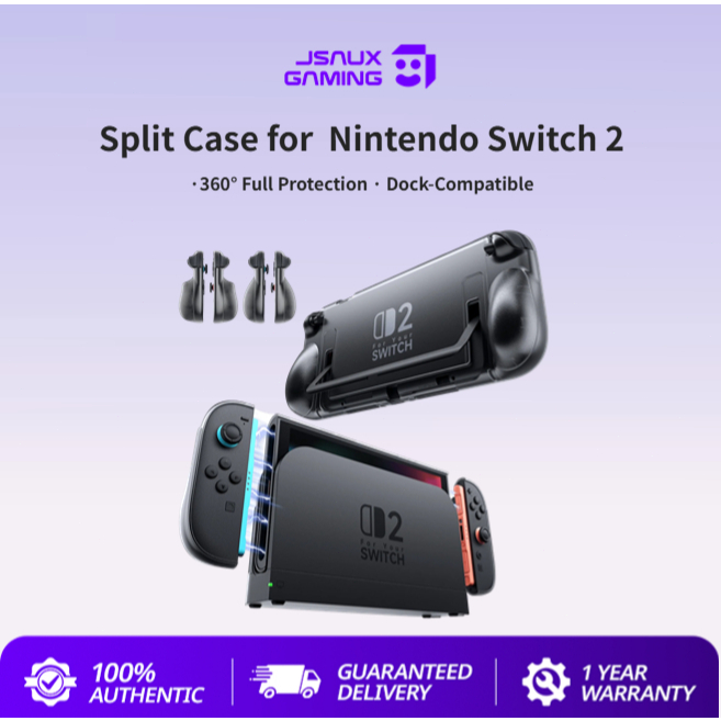 JSAUX สําหรับ Nintendo Switch 2 แยกโปร่งใส Ergonomic เคสป้องกันรองรับการใช้งานขาตั้ง,การดูดซับแรงกระแทกและป้องกันรอยขีดข่วน-PC0117