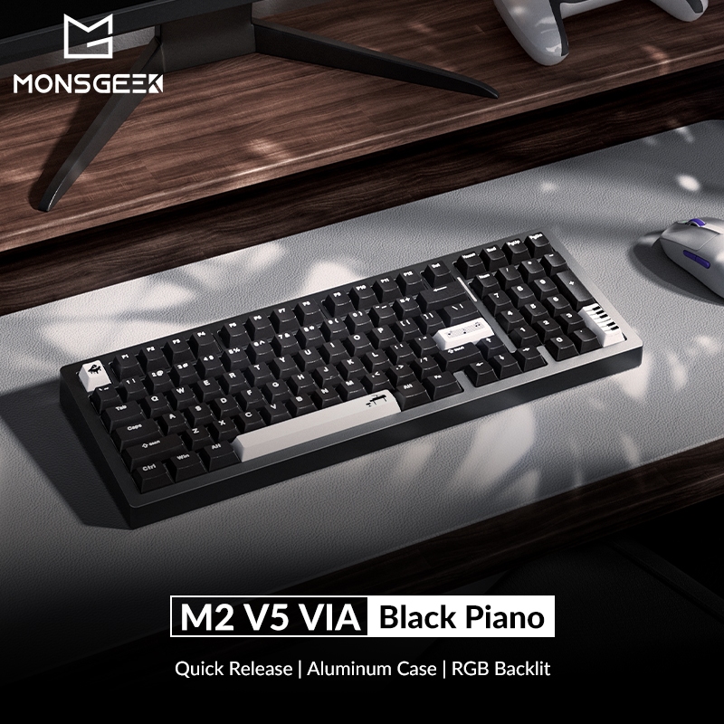 Akko X MonsGeek M2 V5 VIA ชุดหลายโหมด/คีย์บอร์ดอลูมิเนียมปะเก็นประกอบเต็มรูปแบบพร้อม RGB, 8000mAh