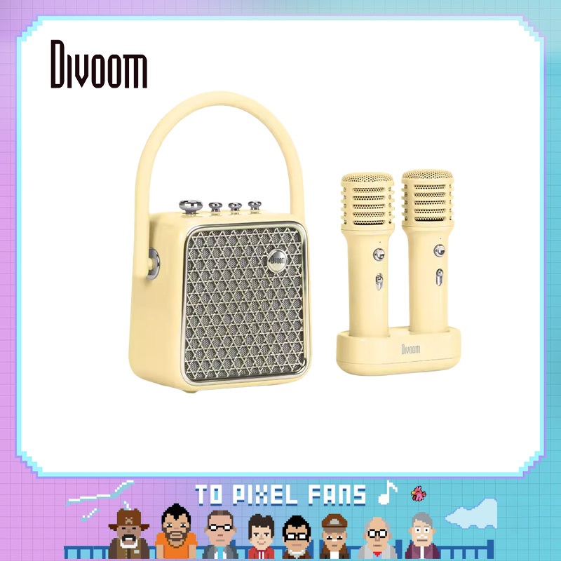 Divoom SongBird-HQ-se ลําโพงบลูทูธพกพาไมโครโฟนคู่ไมโครโฟนร้องเพลงแคมป์ปิ้งวันเกิดครบรอบคาราโอเกะของข