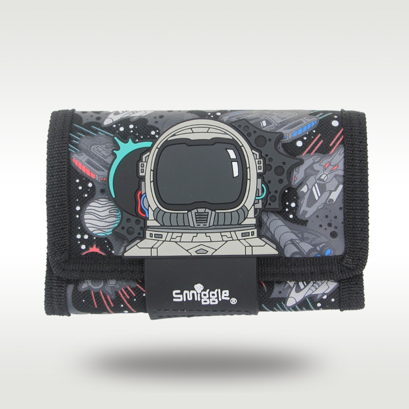 กระเป๋าสตางค์เด็ก เด็กผู้ชาย เย็น สีดํา คนต่างด้าว กระเป๋าสตางค์คลัทช์โฟลเดอร์หนังสามชั้นกระเป๋าบัตรกระเป๋าเงินเหรียญ5นิ้วคริสต์มาสวันเกิ