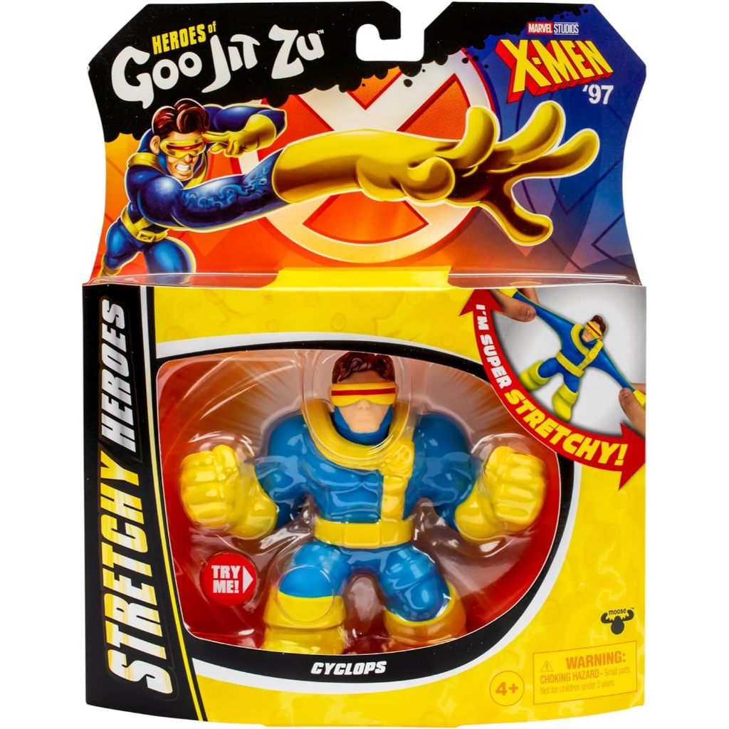 Heroes of Goo Jit Zu Marvel Studios X-Men 97 Cyclops Stretch Action Figure, with Metallic Rheoscopic