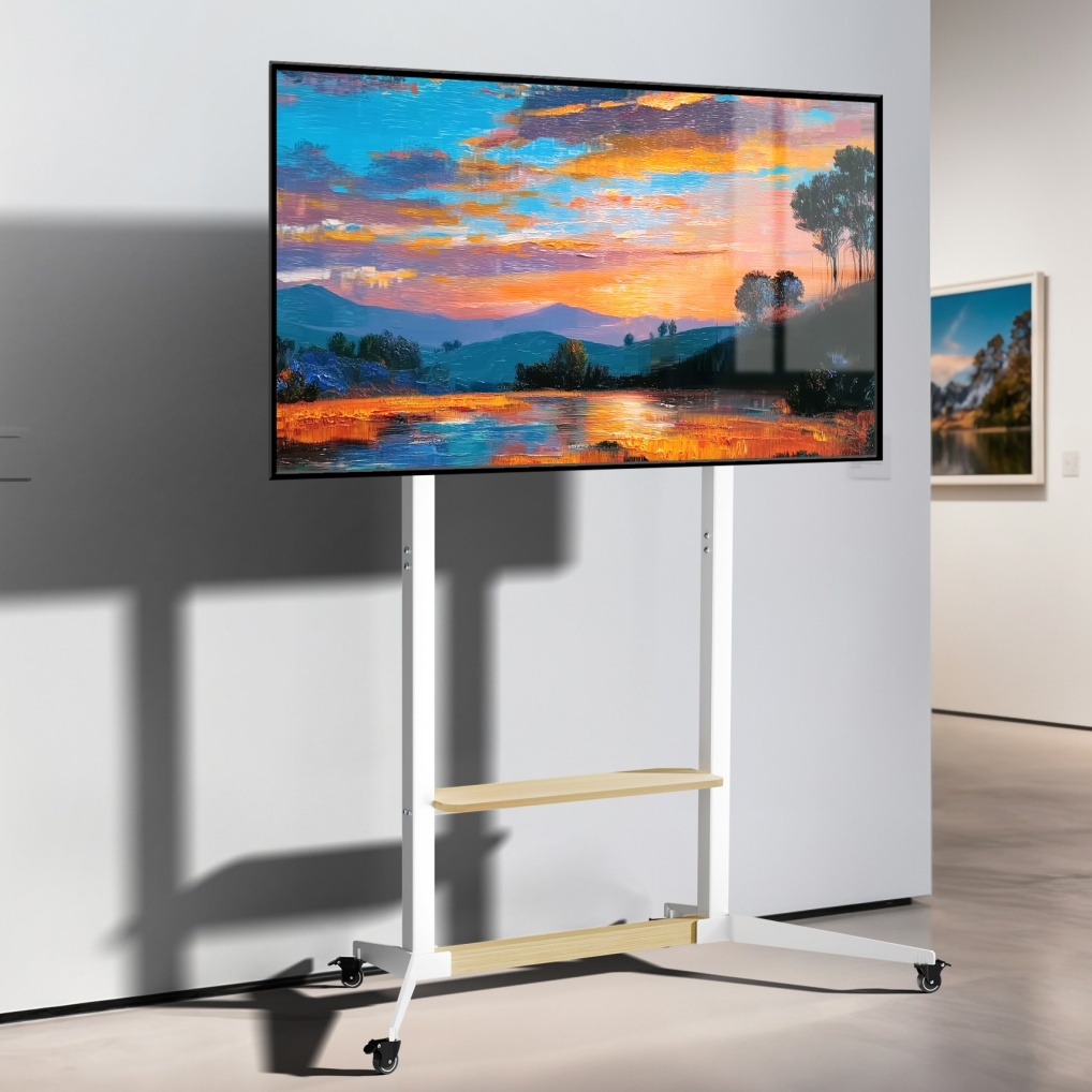 UNHO Rolling TV Floor Stand บนล้อ TV Cart สําหรับ 40-100 นิ้ว LCD LED,TV Mount พร้อมชั้นวาง, ปรับควา